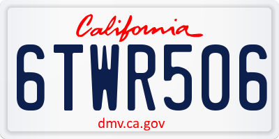 CA license plate 6TWR506