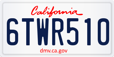 CA license plate 6TWR510