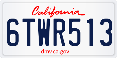 CA license plate 6TWR513