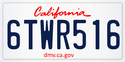 CA license plate 6TWR516
