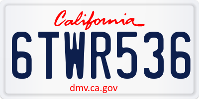 CA license plate 6TWR536