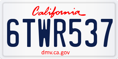 CA license plate 6TWR537