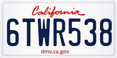 CA license plate 6TWR538