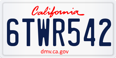 CA license plate 6TWR542