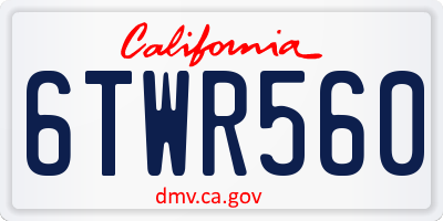 CA license plate 6TWR560