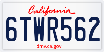 CA license plate 6TWR562