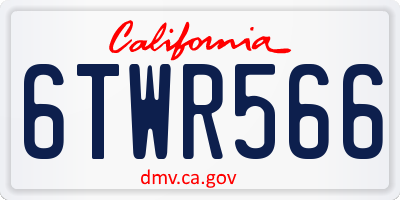 CA license plate 6TWR566