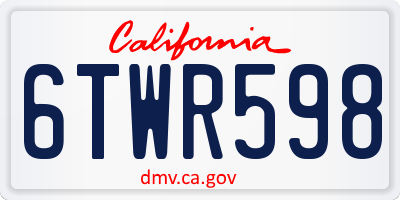 CA license plate 6TWR598