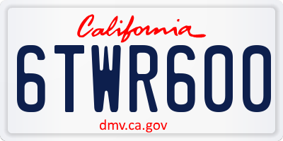 CA license plate 6TWR600