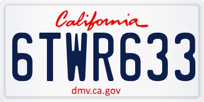 CA license plate 6TWR633
