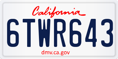 CA license plate 6TWR643
