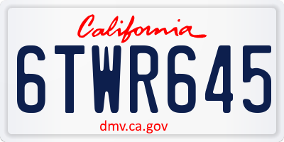 CA license plate 6TWR645