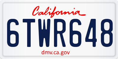 CA license plate 6TWR648