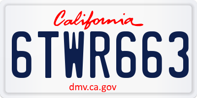 CA license plate 6TWR663