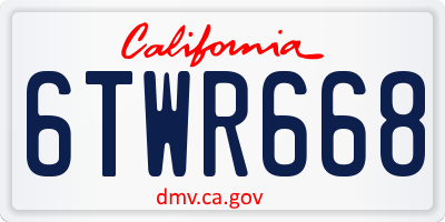 CA license plate 6TWR668