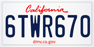 CA license plate 6TWR670