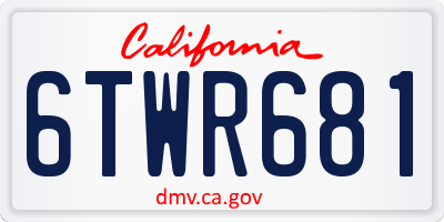 CA license plate 6TWR681