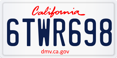 CA license plate 6TWR698