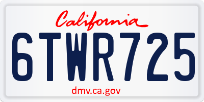 CA license plate 6TWR725