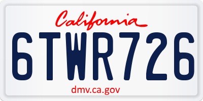 CA license plate 6TWR726