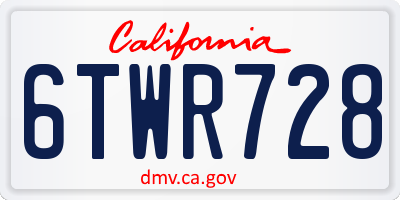 CA license plate 6TWR728