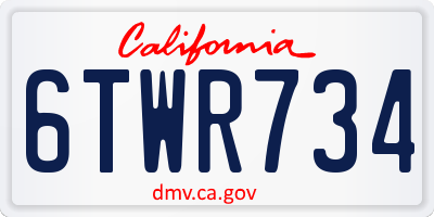 CA license plate 6TWR734