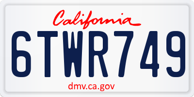 CA license plate 6TWR749