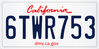 CA license plate 6TWR753