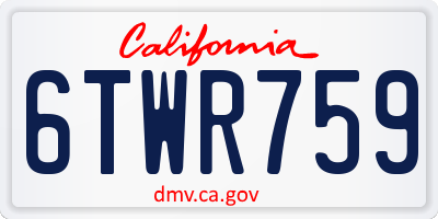 CA license plate 6TWR759