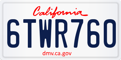 CA license plate 6TWR760