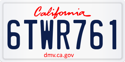 CA license plate 6TWR761