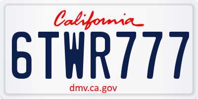 CA license plate 6TWR777