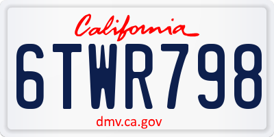 CA license plate 6TWR798