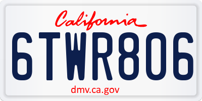 CA license plate 6TWR806