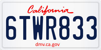 CA license plate 6TWR833