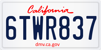 CA license plate 6TWR837