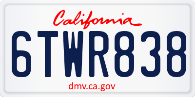 CA license plate 6TWR838