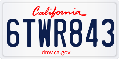 CA license plate 6TWR843