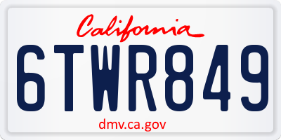 CA license plate 6TWR849