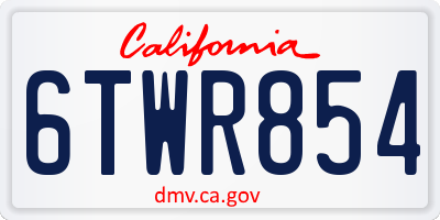CA license plate 6TWR854