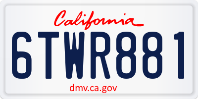 CA license plate 6TWR881