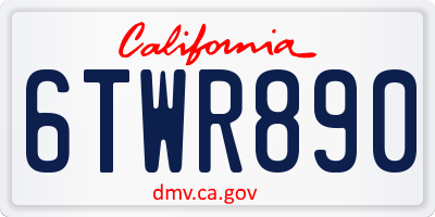 CA license plate 6TWR890
