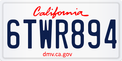 CA license plate 6TWR894