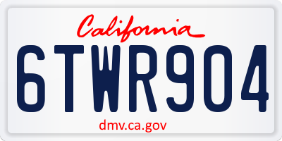 CA license plate 6TWR904