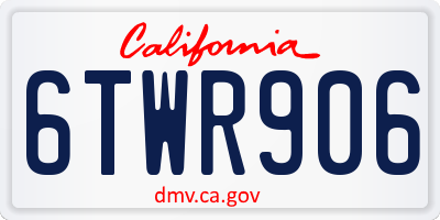 CA license plate 6TWR906