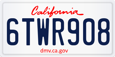 CA license plate 6TWR908
