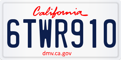 CA license plate 6TWR910