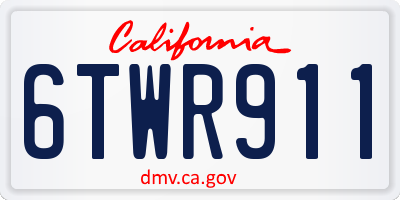 CA license plate 6TWR911