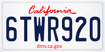 CA license plate 6TWR920