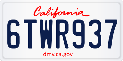 CA license plate 6TWR937